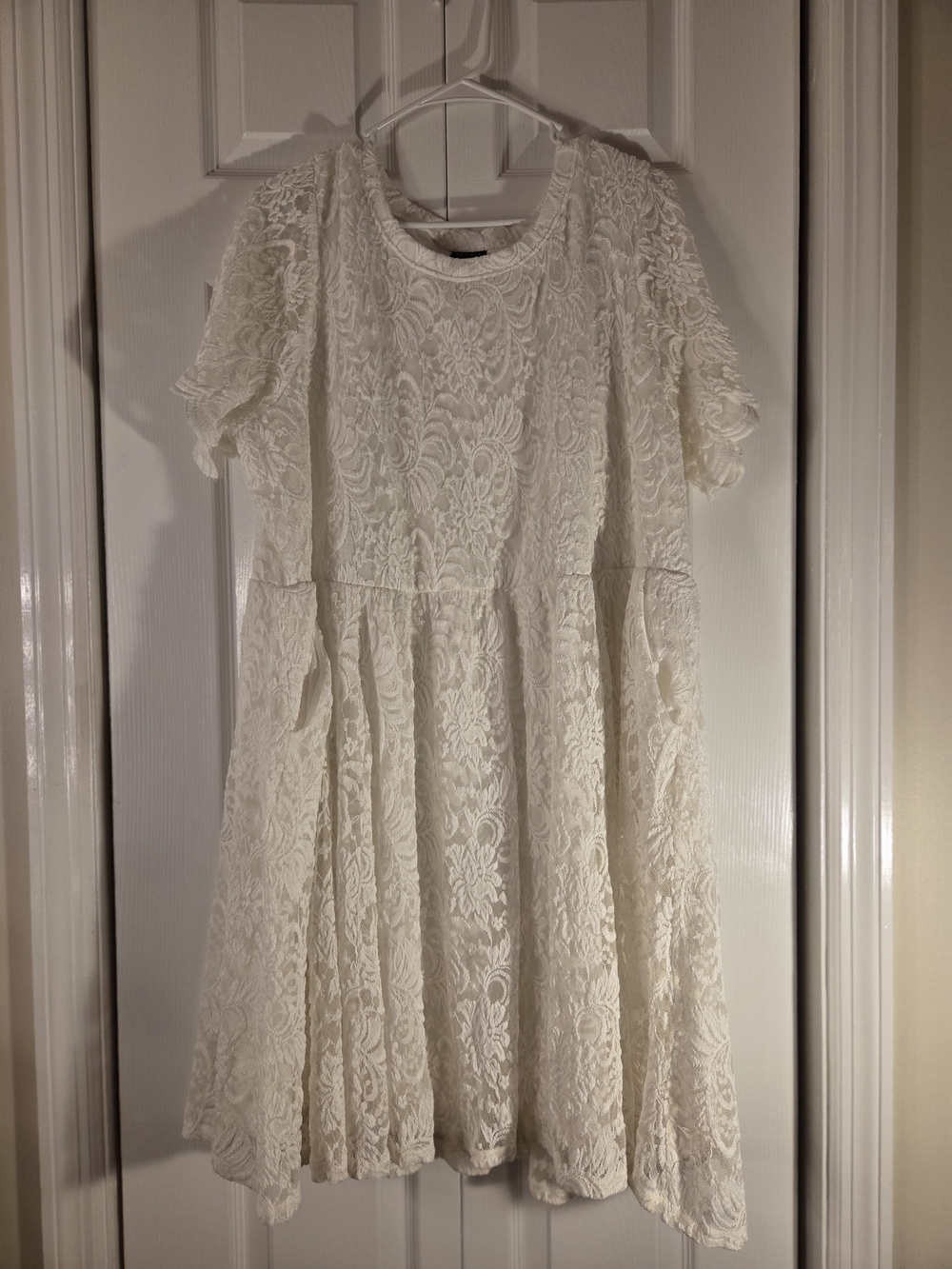torrid Ivory Lace Short Sleeve Fit-and-Flare Dress